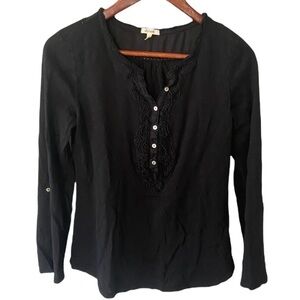 dylan Crochet Henley Long Sleeve